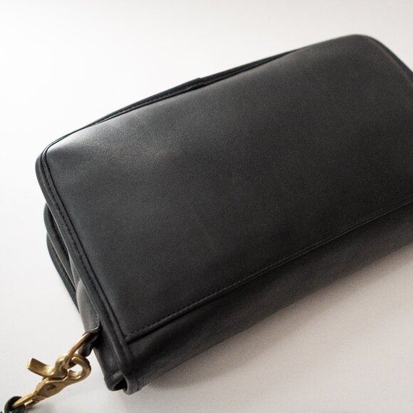 Vintage Coach Convertible Clutch - Black Leather Crossbody Made 1989 - Picture 9 of 16